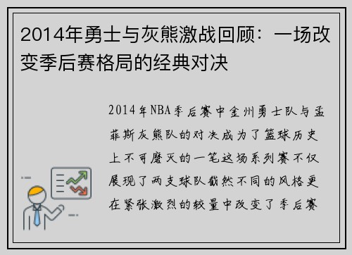 2014年勇士与灰熊激战回顾：一场改变季后赛格局的经典对决